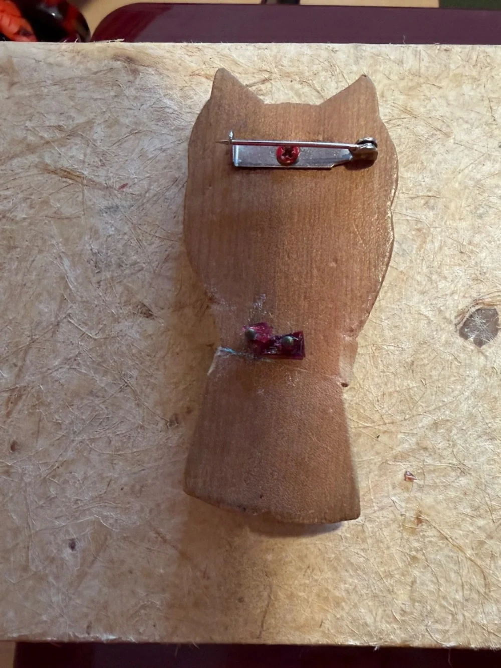Vintage Carve Wood Brooch